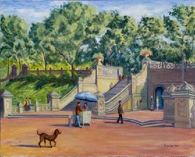 Central Park:  Bethesda Terrace With Dog